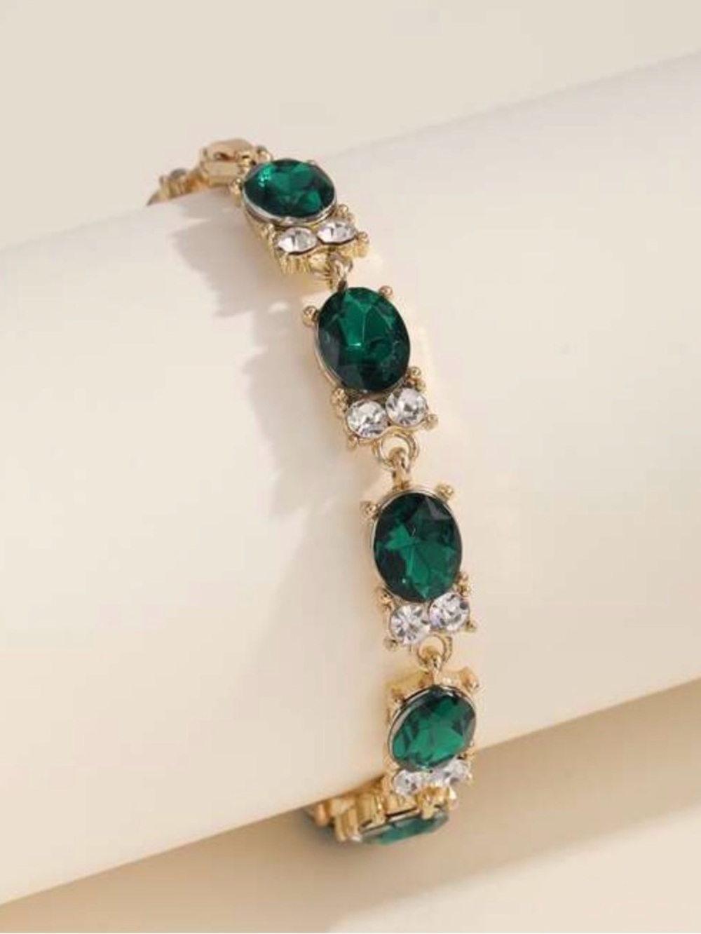 NWT lucky Irish green faux emerald & diamond Tennis Bracelet